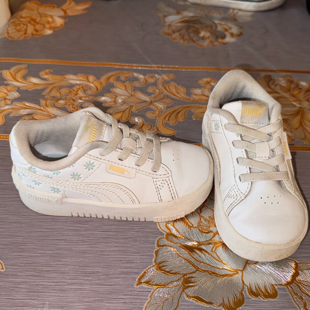 Puma Kids White Floral Sneakers